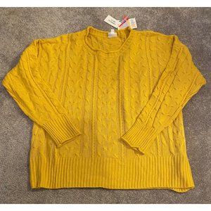 NWT LuLaRoe Harper Cable Knit Pullover Sweater Yellow 2XL